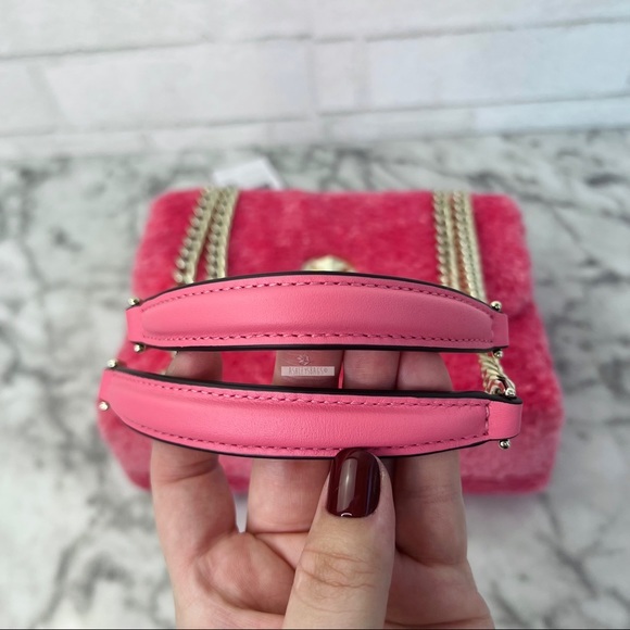 Kate Spade Natalia Pink Faux Fur Small Flap Shoulder Bag Crossbody - Picture 6 of 11